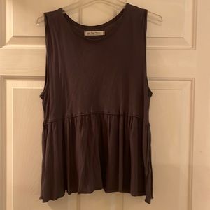 We the free, small women’s tank with Russell at bottom, faded black. Sleepless